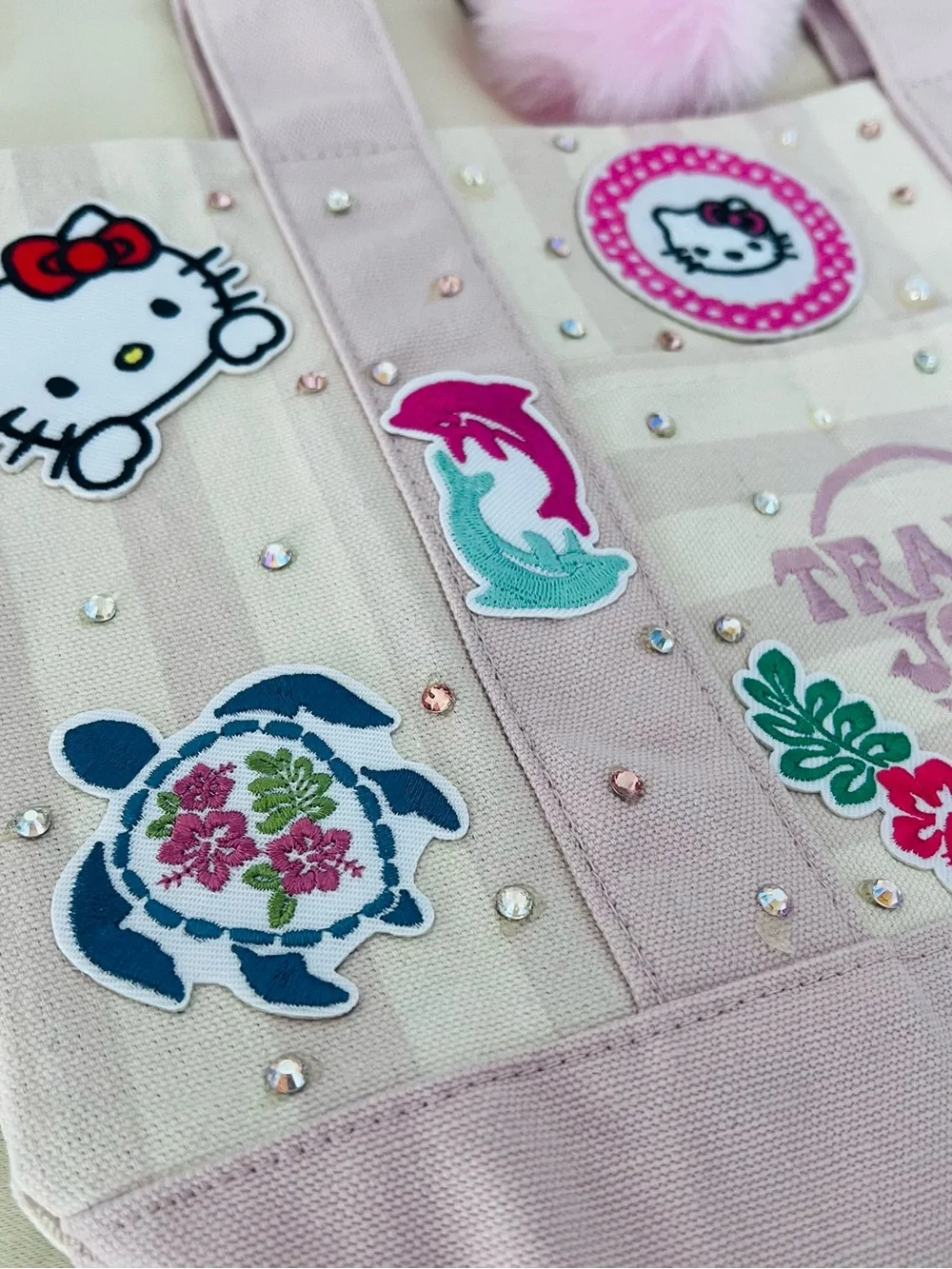 Hello Kitty Aloha Paradise Tote Bag Trader Joe’s Striped Mini Canvas Kawaii